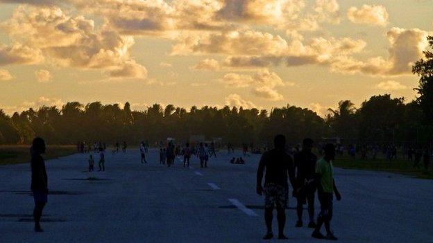 Runway and football ground in Tuvalu