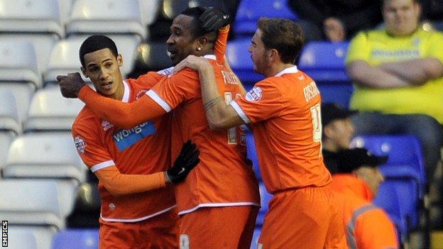 Blackpool celebrate Ricardo Fuller's goal