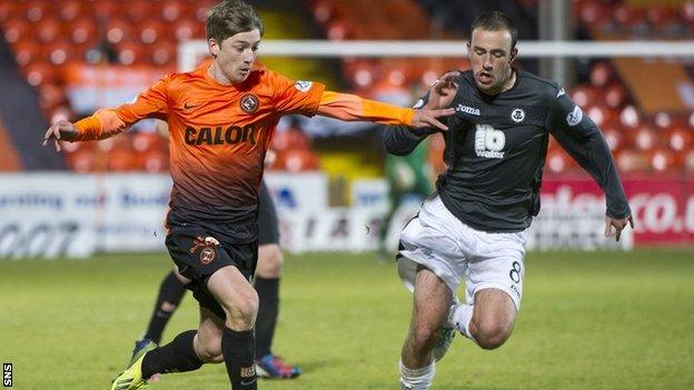 Dundee United's Ryan Gauld and Partick Thistle's Stuart Bannigan