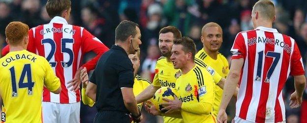 Sunderland defender Wes Brown after being sent off against Stoke