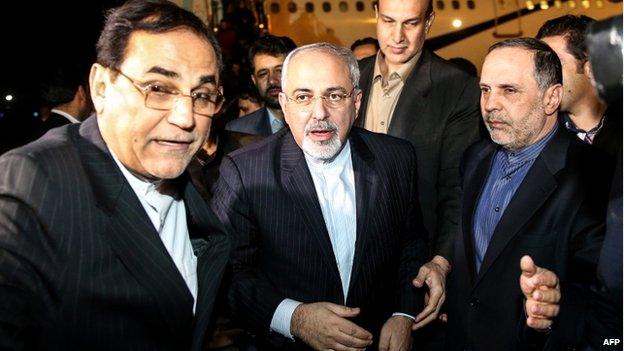 Iranian Foreign Minister Mohammed Javad Zarif (Centre) arrives at Tehran's airport