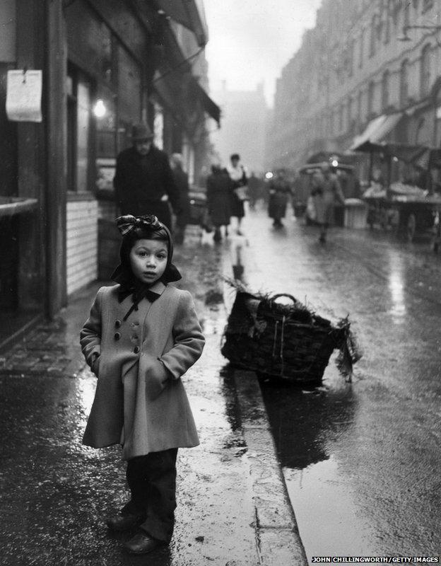 A girl in the East End of London, 1952