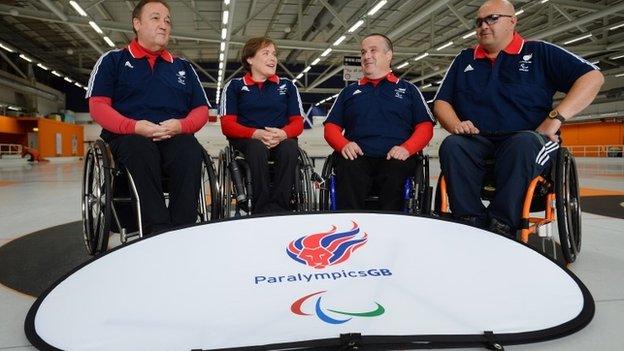 GB wheelchair curling team of Tom Killin, Aileen Neilson, Gregor Ewan and Rob McPherson