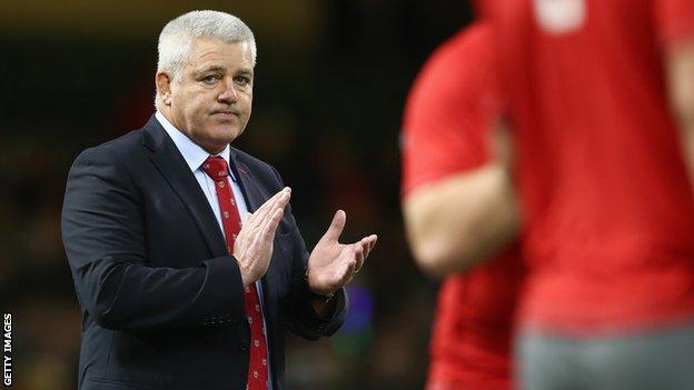 Warren Gatland claps at Wales v Tonga