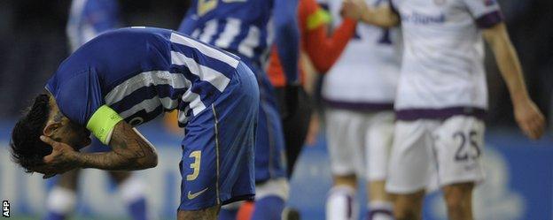 Porto midfielder Lucho Gonzalez is left frustrated by the draw with Austria Vienna