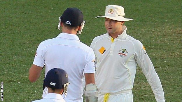 Australia captain Michael Clarke was fined 20 per cent of his match fee for an obscenity and telling James Anderson to expect a broken arm during the first Test