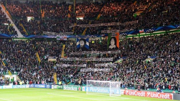 Celtic supporters at the Champions League encounter against AC Milan