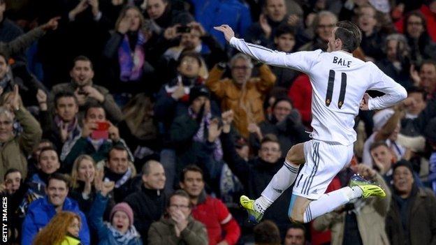 Real Madrid's Gareth Bale celebrates scoring