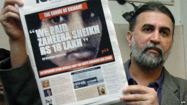 Tarun Tejpal with a copy of Tehelka