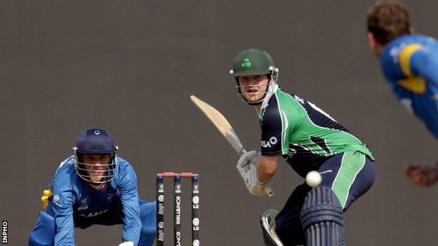 Paul Stirling in action against Namibia in Ireland's first match in the qualifiers