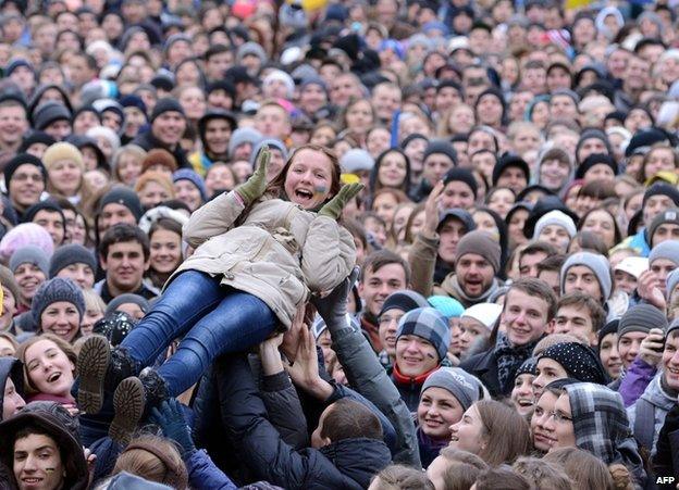 Pro-EU demonstrators in Lviv, 28 November