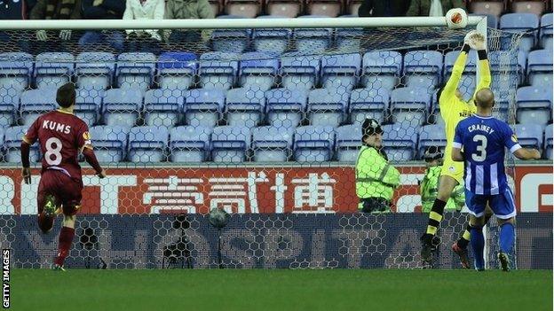 Wigan goalkeeper Lee Nicholls