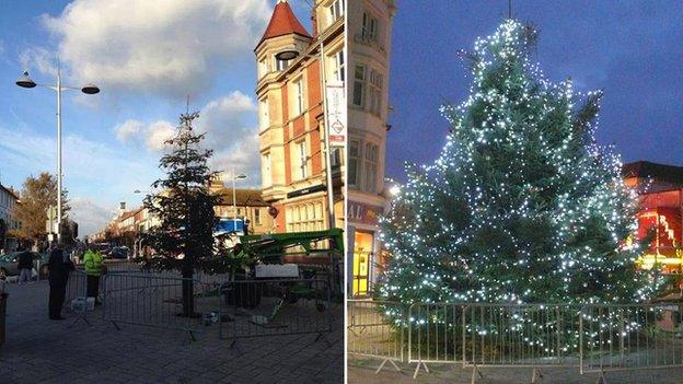 The two trees which went up at Clacton for Christmas