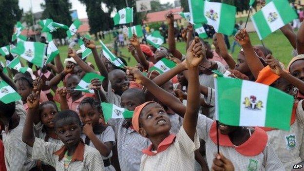 Children celebrating independence day in Nigeria - October 2013