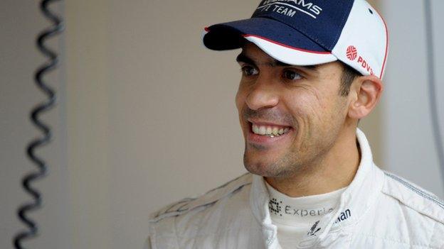 Pastor Maldonado in the pits at Silverstone