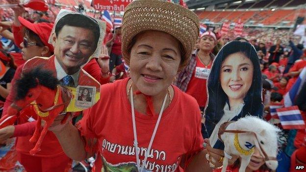 Thai pro-government "Red Shirts" at a rally in Bangkok on 24 November 2013