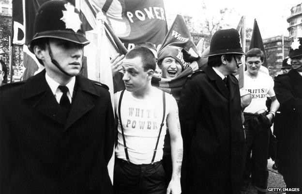 A British Movement rally in Notting Hill in 1980