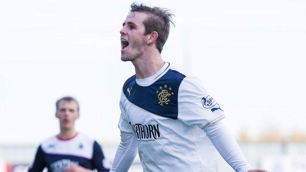 Rangers winger David Templeton celebrates