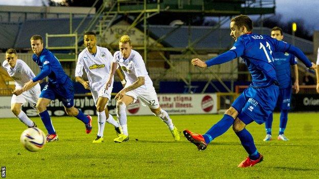 Nick Ross scores a penalty for Inverness against Morton