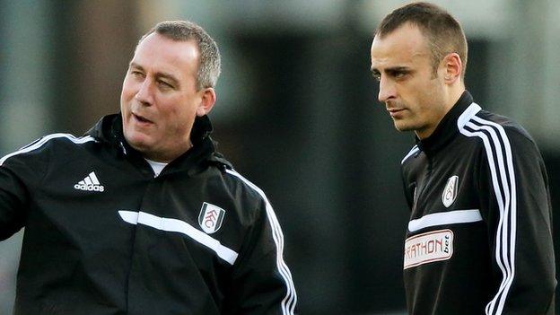 Rene Meulensteen with Fulham striker Dimitar Berbatov