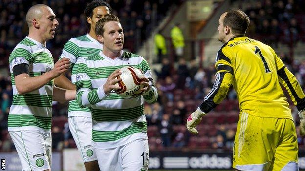 Kris Commons celebrates with his Celtic team-mates