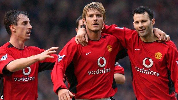 Gary Neville, David beckham, Ryan Giggs