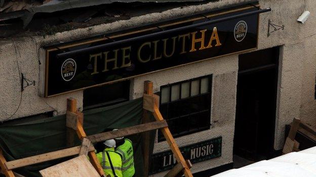 Scene of the Clutha pub in Glasgow where the helicopter crashed