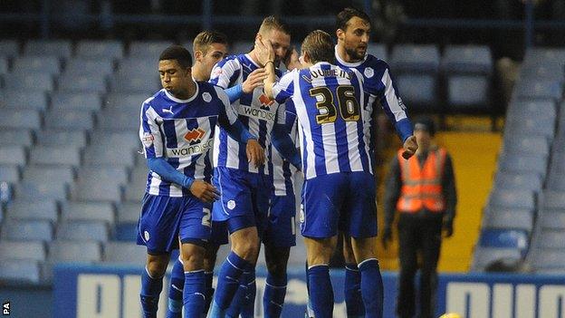 Sheffield Wednesday's Connor Wickham celebrates his first goal