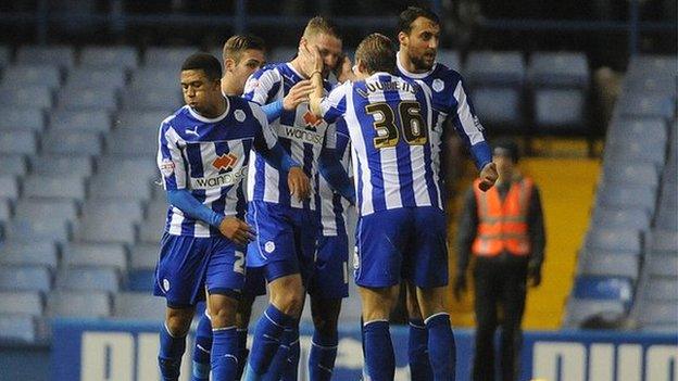 Sheffield Wednesday's Connor Wickham celebrates his first goal