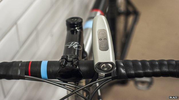 Blaze bike light set on handlebars