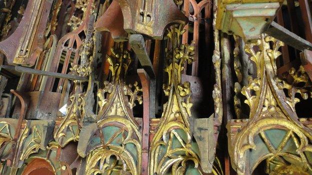 Part of the screen in Llancarfan church