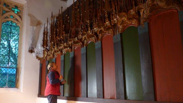 Altar screen in Llancarfan