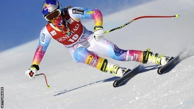 Lindsey Vonn in training at Lake Louise