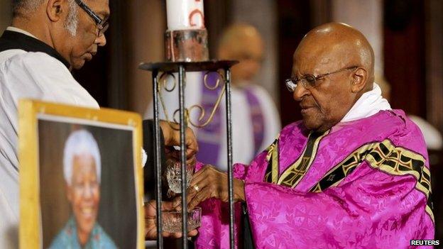 Archbishop Desmond Tutu at service in St George's Cathedral, Capetown