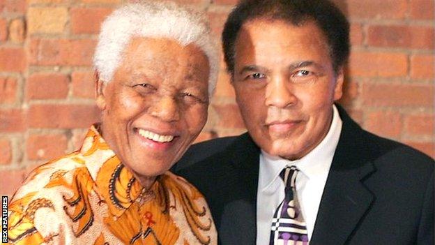 Nelson Mandela with Muhammad Ali