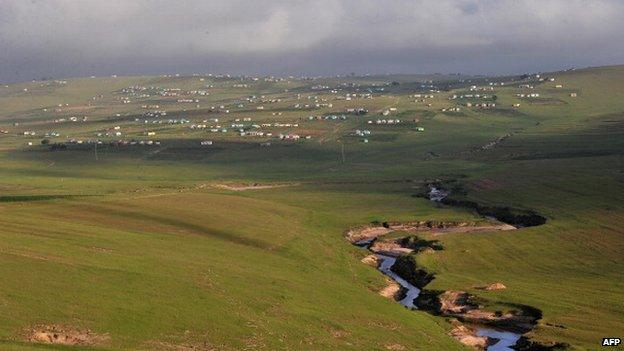 The village of Qunu where former South African President Nelson Mandela grew up pictured in 2011