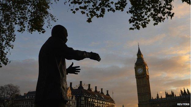 Statue of Nelson Mandela in front of the Houses of Parliament