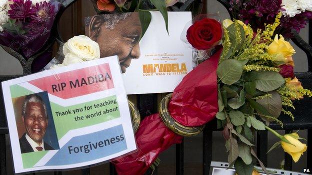 Floral tributes at South Africa House