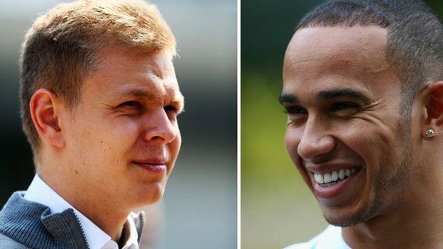 Kevin Magnussen and Lewis Hamilton headshots