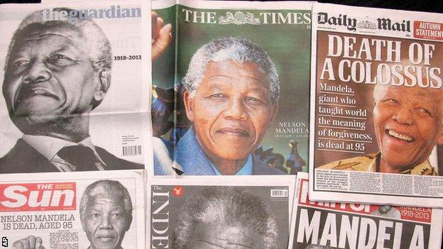 The death of Nelson Mandela