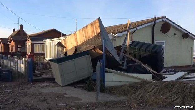 Tidal storm damage at Walcott