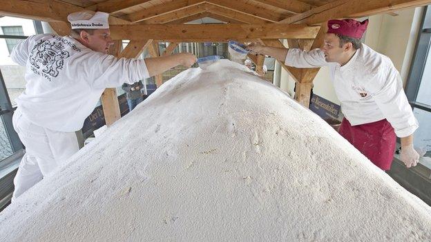 Giant stollen cake in Germany