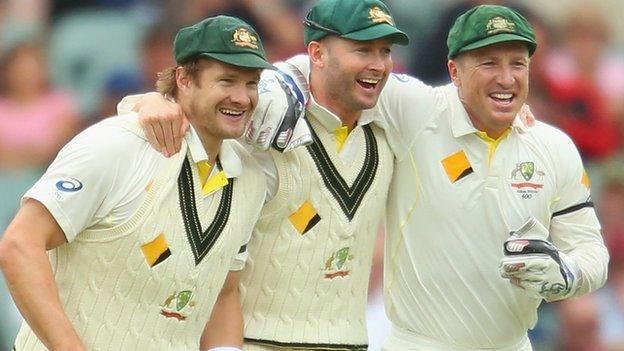 Shane Watson, Michael Clarke and Brad Haddin