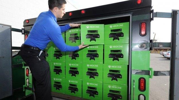 Xbox One consoles being unloaded