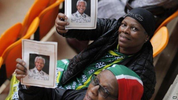 Crowds at a memorial service for Nelson Mandela, 10 Dec