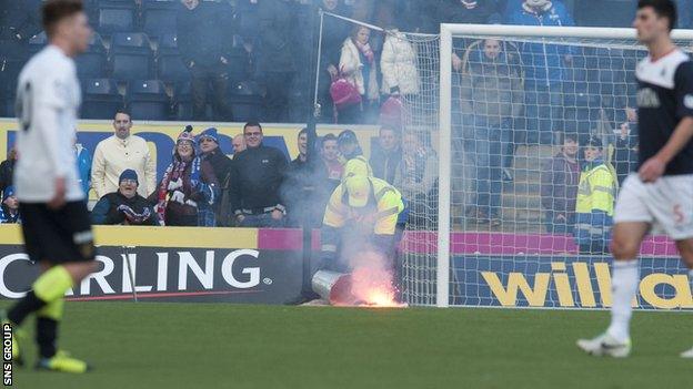 A flare melted a section of Falkirk's artificial surface