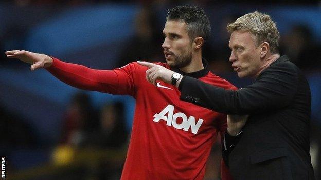 Manchester United striker Robin van Persie and manager David Moyes