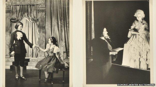 The Queen and Princess Margaret in pantomime