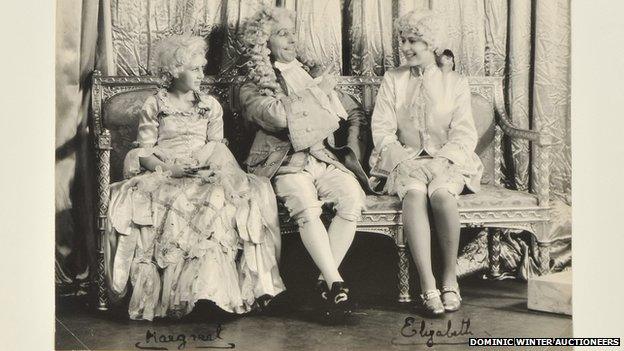 The Queen (right) and Princess Margaret (left) in pantomime