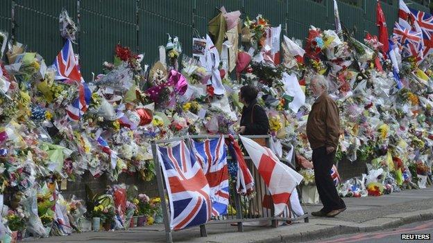 Floral tributes in Woolwich after the attack